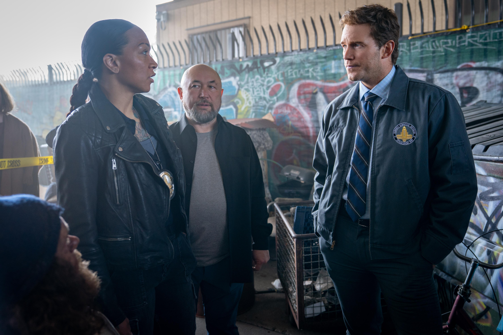 Chris Pratt em cena de Justiça Artificial, filme de Timur Bekmambetov.